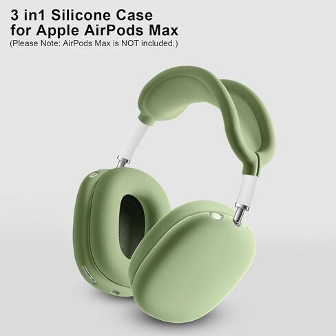 Silicone Case Cover for AirPods Max, Ear Pad Case Cover Ear Cups Cover, Headband Cover for AirPods Max Headphones, Anti-Scratch Accessories Soft Silicone Protector for Apple AirPods Max-Green in Saudi Arabia