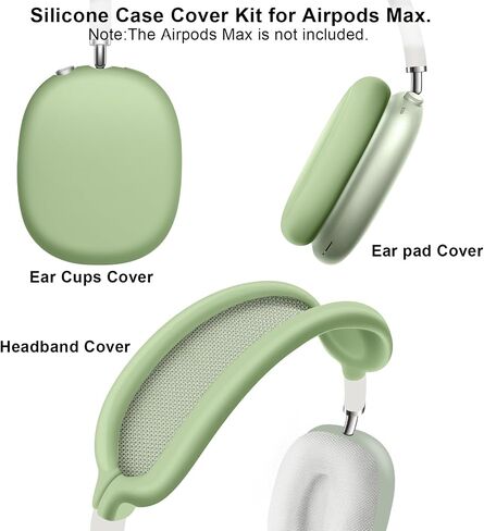 Silicone Case Cover for AirPods Max, Ear Pad Case Cover Ear Cups Cover, Headband Cover for AirPods Max Headphones, Anti-Scratch Accessories Soft Silicone Protector for Apple AirPods Max-Green in Saudi Arabia