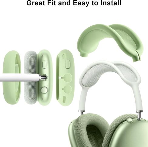 Silicone Case Cover for AirPods Max, Ear Pad Case Cover Ear Cups Cover, Headband Cover for AirPods Max Headphones, Anti-Scratch Accessories Soft Silicone Protector for Apple AirPods Max-Green in Saudi Arabia