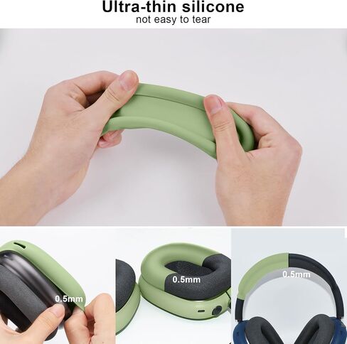 Silicone Case Cover for AirPods Max, Ear Pad Case Cover Ear Cups Cover, Headband Cover for AirPods Max Headphones, Anti-Scratch Accessories Soft Silicone Protector for Apple AirPods Max-Green in Saudi Arabia