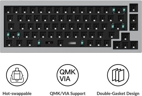 Keychron Q2 Custom Mechanical Keyboard Full Aluminum Wired Barebone Version, QMK/VIA Programmable Macro, Compatible with Mac Windows Linux, Hot-Swappable 65% Layout, Double-Gasket DIY Kit - Grey in Saudi Arabia