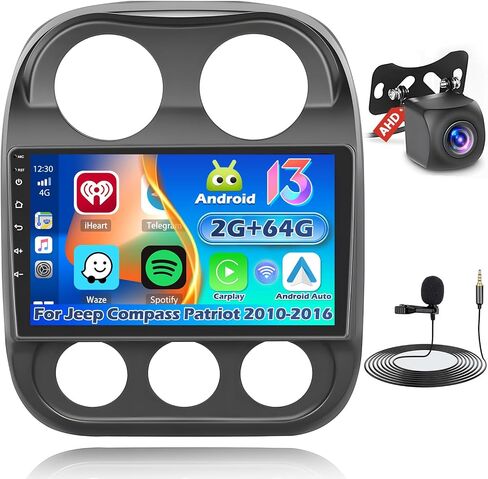 [2+64GB] Ohradio Android Dash Kit and Screen for Jeep Compass Patriot 2010-2016 with Wireless Carplay Android Auto, 10.1" HD Touchscreen Head Unit with Mirror Link Bluetooth GPS WIFI SWC FM RDS DSP in Saudi Arabia