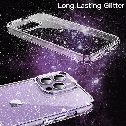 JETech Glitter Case for iPhone 14 Pro Max 6.7-Inch, Bling Sparkle Shockproof Phone Bumper Cover, Cute Sparkly for Women and Girls (Clear) in Saudi Arabia