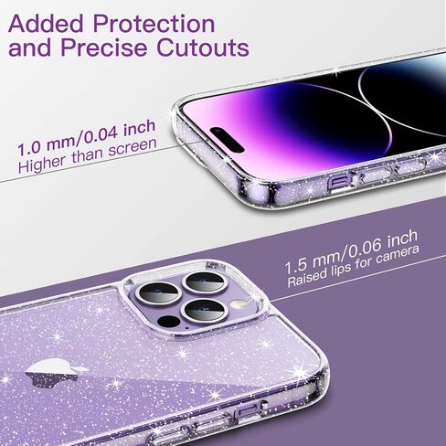 JETech Glitter Case for iPhone 14 Pro Max 6.7-Inch, Bling Sparkle Shockproof Phone Bumper Cover, Cute Sparkly for Women and Girls (Clear) in Saudi Arabia