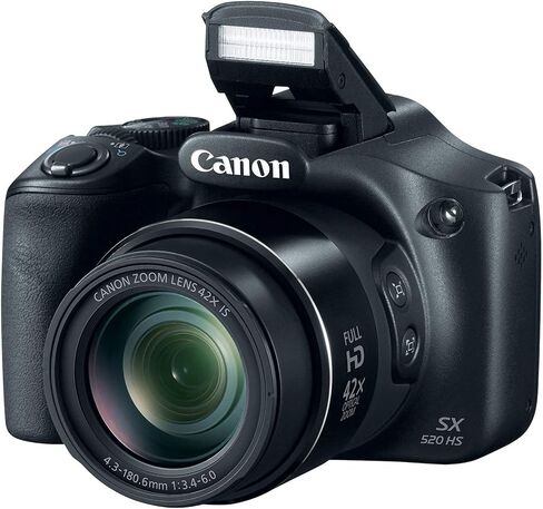 Canon PowerShot SX520 16Digital Camera with 42x Optical Image Stabilized Zoom with 3-Inch LCD (Black), 7.00in. x 6.30in. x 5.20in. (Renewed) in Saudi Arabia