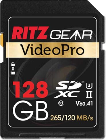 بطاقة ذاكرة Ritz Gear Extreme Performance Video Pro 128GB 4K 8K Ultra HD SDXC U3 V60 A1 10 عبوات (قراءة 265 ميجابايت/ثانية، كتابة 120 ميجابايت/ثانية) in Kuwait