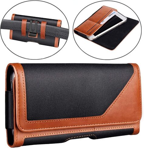iPhone XS MAX Holster Pouch, Gcepls iPhone XR Holster Belt Case with Clip/Loops Belt Pouch for iPhone 8 Plus iPhone 7 Plus / Galaxy S9 Plus with A Thin Case On - Built In Card Slot - Black Brown in Saudi Arabia