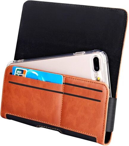 iPhone XS MAX Holster Pouch, Gcepls iPhone XR Holster Belt Case with Clip/Loops Belt Pouch for iPhone 8 Plus iPhone 7 Plus / Galaxy S9 Plus with A Thin Case On - Built In Card Slot - Black Brown in Saudi Arabia