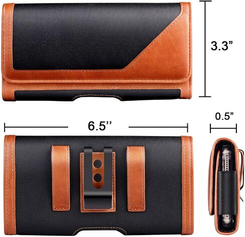 iPhone XS MAX Holster Pouch, Gcepls iPhone XR Holster Belt Case with Clip/Loops Belt Pouch for iPhone 8 Plus iPhone 7 Plus / Galaxy S9 Plus with A Thin Case On - Built In Card Slot - Black Brown in Saudi Arabia