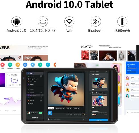 تابلت 7 بوصة تابلت أندرويد مع حافظة جلدية، ذاكرة وصول عشوائي 1 جيجا بايت روم 32 جيجا بايت، توسيع 512 جيجا بايت، تابلت مزود بكاميرا مزدوجة، واي فاي، بلوتوث، شاشة لمس عالية الدقة، معتمد من GMS، خفيف الوزن ومحمول in Kuwait