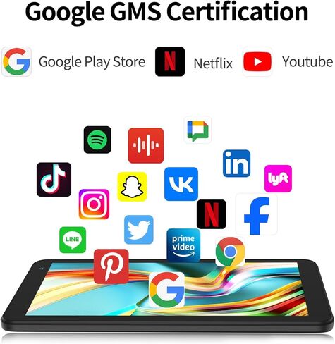 تابلت 7 بوصة تابلت أندرويد مع حافظة جلدية، ذاكرة وصول عشوائي 1 جيجا بايت روم 32 جيجا بايت، توسيع 512 جيجا بايت، تابلت مزود بكاميرا مزدوجة، واي فاي، بلوتوث، شاشة لمس عالية الدقة، معتمد من GMS، خفيف الوزن ومحمول in Kuwait