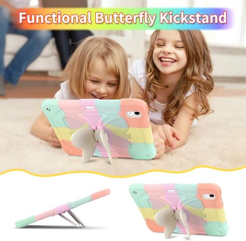 WESADN for iPad Air 11 Inch Case M2(2024) for Kids Girls with Screen Protector Butterfly Kickstand Lanyard Keychain Pencil Holder Heavy Duty Shockproof Cover for iPad Air 6th Generation Rose Gold in Saudi Arabia