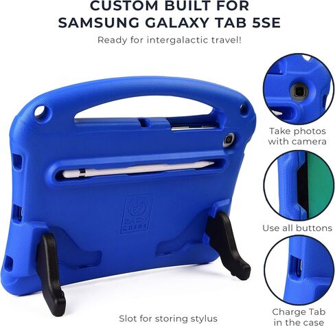 بدلة الفضاء Bam Bino [حافظة متينة للأطفال] لجهاز Samsung Galaxy Tab S5e 10.5 | مصممة في أستراليا للأطفال | حامل القلم الإلكتروني وواقي الشاشة والحزام (أزرق مجري) in Kuwait