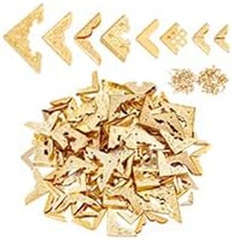 PH PandaHall 160 قطعة 8 أنماط معدنية حامي زاوية الكتاب، غطاء الكتاب الذهبي واقيات الزوايا غطاء حماية حافة الكتاب العتيق سكرابوكينغ حامي الزاوية للمجلات غلاف ورقي ألبوم صناديق المجوهرات in Saudi Arabia