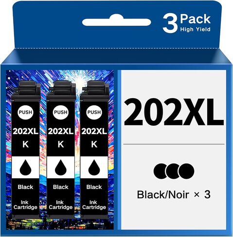 Epson 202XL Ink Cartridges - Remanufactured Replacement for Epson 202 XL, Multipack for Epson WF-2860 & XP-5100 - Black, Cyan, Magenta, Yellow in Kuwait