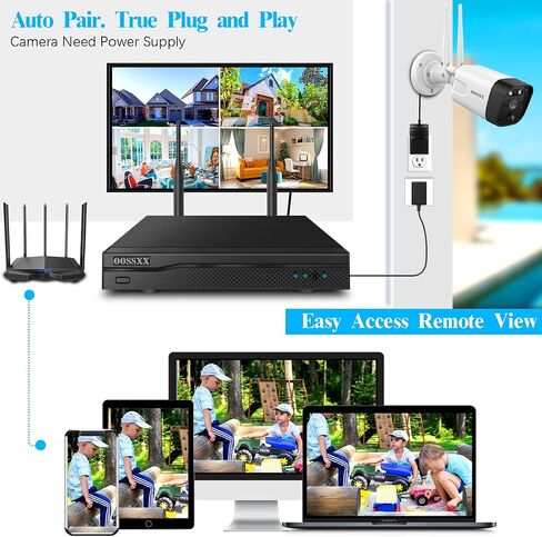 (5.0MP & PIR Detection) 2-Way Audio Dual Antennas Outdoor Security Camera System Wireless with Monitor WiFi Home Security System 3K 5.0MP Video Surveillance 4-Camera Kit in Saudi Arabia
