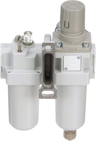 PneumaticPlus SAU410-N04G-MEP منظم فلتر الهواء المضغوط مجموعة التشحيم على الظهر 1/2 بوصة NPT - وعاء معدني، تصريف يدوي، دعامة، مقياس in Kuwait