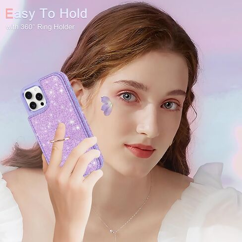 for iPhone 14 Pro Max Wallet Case,with Credit Card Holder [Screen Protector+Camera Lens Protector] Glitter 360°Ring Stand Flip Phone Case RFID Blocking Protective Cover for 14 Pro Max,Pink in Saudi Arabia