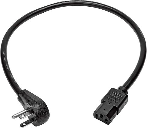 Desktop Computer Power Cord, Right-Angle 5-15P to C13 - Heavy Duty, 15A, 125V, 14 AWG, 2 ft., Black in Saudi Arabia