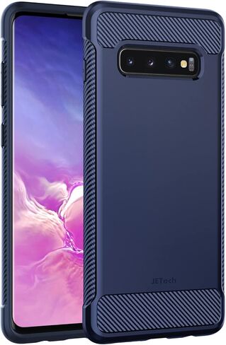 JETech Slim Fit Case for Samsung Galaxy S10 Plus S10+, Thin Phone Cover with Shock-Absorption and Carbon Fiber Design (Black) in Saudi Arabia