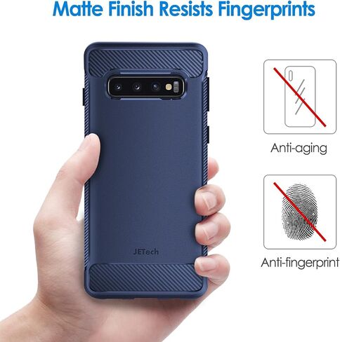 JETech Slim Fit Case for Samsung Galaxy S10 Plus S10+, Thin Phone Cover with Shock-Absorption and Carbon Fiber Design (Black) in Saudi Arabia