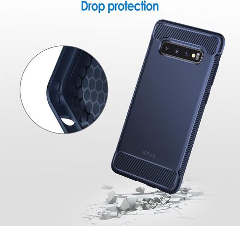 JETech Slim Fit Case for Samsung Galaxy S10 Plus S10+, Thin Phone Cover with Shock-Absorption and Carbon Fiber Design (Black) in Saudi Arabia
