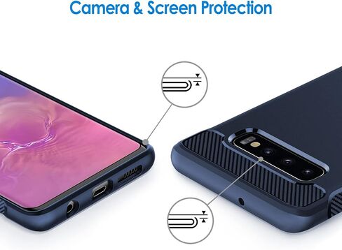 JETech Slim Fit Case for Samsung Galaxy S10 Plus S10+, Thin Phone Cover with Shock-Absorption and Carbon Fiber Design (Black) in Saudi Arabia