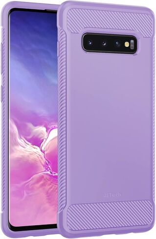 JETech Slim Fit Case for Samsung Galaxy S10 Plus S10+, Thin Phone Cover with Shock-Absorption and Carbon Fiber Design (Black) in Saudi Arabia