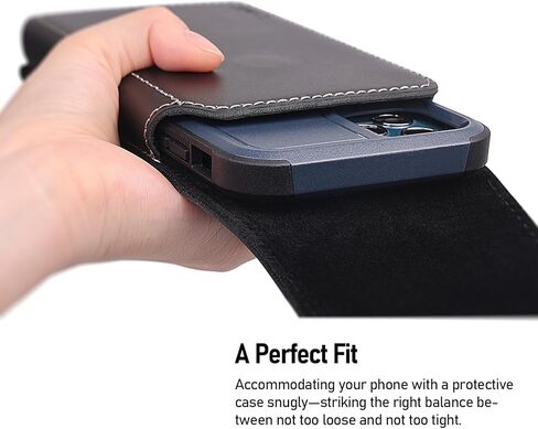 حافظة من الجلد الطبيعي من ykooe مع مشبك حزام لهاتف iPhone 15، وiPhone 15 Pro حامل حزام الهاتف للرجال غطاء حقيبة الحمل (يناسب جراب Otterbox Commuter)، أسود in Kuwait