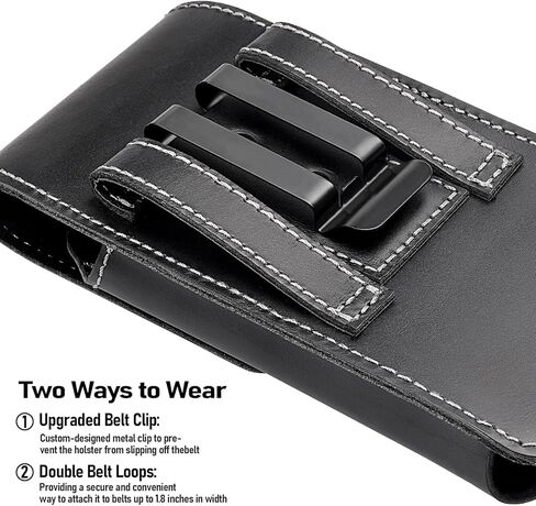 حافظة من الجلد الطبيعي من ykooe مع مشبك حزام لهاتف iPhone 15، وiPhone 15 Pro حامل حزام الهاتف للرجال غطاء حقيبة الحمل (يناسب جراب Otterbox Commuter)، أسود in Kuwait