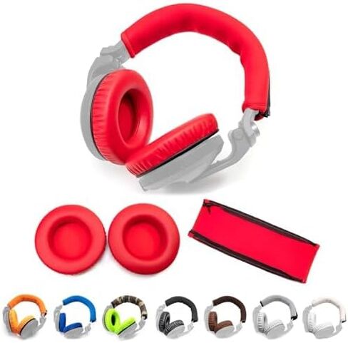 Thick Soft Protein Leather Ear Pads & Headband Cushion Cover Replacement Kits Compatible with Pioneer HDJ-X5 X5BT HDJ-X7 X7BT HDJ-X10 DJ Headphone,with Memory Foam Filling (Red Kits) in Saudi Arabia