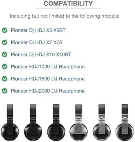 Thick Soft Protein Leather Ear Pads & Headband Cushion Cover Replacement Kits Compatible with Pioneer HDJ-X5 X5BT HDJ-X7 X7BT HDJ-X10 DJ Headphone,with Memory Foam Filling (Red Kits) in Saudi Arabia