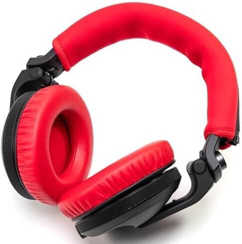 Thick Soft Protein Leather Ear Pads & Headband Cushion Cover Replacement Kits Compatible with Pioneer HDJ-X5 X5BT HDJ-X7 X7BT HDJ-X10 DJ Headphone,with Memory Foam Filling (Red Kits) in Saudi Arabia