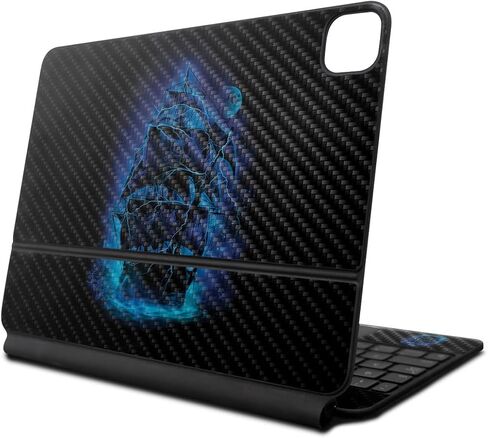 Carbon Fiber Skin Compatible with Apple Magic Keyboard for iPad Pro 13‑inch (M4) 2024 - Pirate Storm - Premium 3M Vinyl Protective Wrap Decal Cover - Easy to Apply | Crafted in The USA by MightySkins in Kuwait