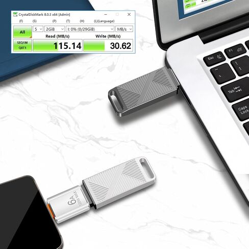 EASTBULL 32GB FAT32 USB 3.0 Flash Drive with a USB C Adapter and Keychain, Fast-Speed Thumb Drive Metal Pen Drive 32 G Memory Stick for Storage and Backup (Grey, with USB C 3.0 Adapter, Keychain) in Saudi Arabia