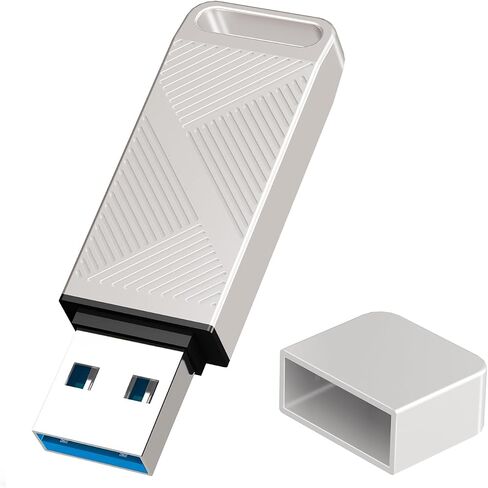 EASTBULL 32GB FAT32 USB 3.0 Flash Drive with a USB C Adapter and Keychain, Fast-Speed Thumb Drive Metal Pen Drive 32 G Memory Stick for Storage and Backup (Grey, with USB C 3.0 Adapter, Keychain) in Saudi Arabia