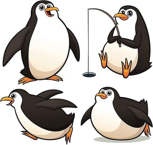 4 Sheets Cute Penguin Wall Decals Removable Penguins Wall Paper Stickers Peel and Stick Baby Kids Bedroom Playroom Nursery Room Decor in Kuwait