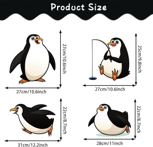4 Sheets Cute Penguin Wall Decals Removable Penguins Wall Paper Stickers Peel and Stick Baby Kids Bedroom Playroom Nursery Room Decor in Kuwait