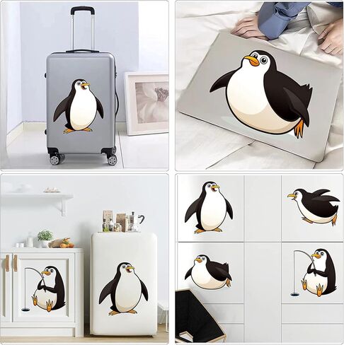 4 Sheets Cute Penguin Wall Decals Removable Penguins Wall Paper Stickers Peel and Stick Baby Kids Bedroom Playroom Nursery Room Decor in Kuwait