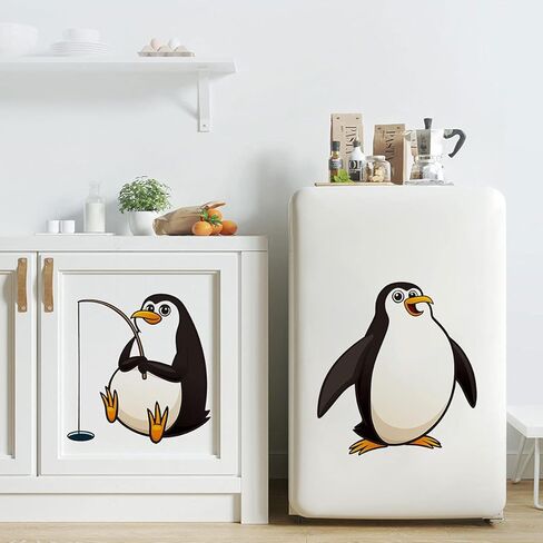 4 Sheets Cute Penguin Wall Decals Removable Penguins Wall Paper Stickers Peel and Stick Baby Kids Bedroom Playroom Nursery Room Decor in Kuwait