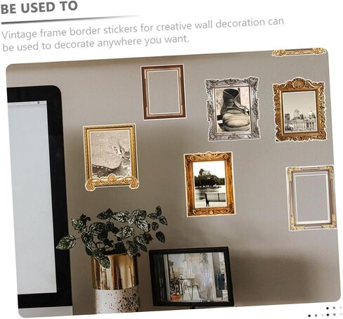 8pcs Photo Frame Wall Stickers Dried Flowers Frames Stickers & Posters Wall Hanging Photo Frame Photo Border Display Photo Frame Photo Stickers Pvc Antique Vintage in Saudi Arabia