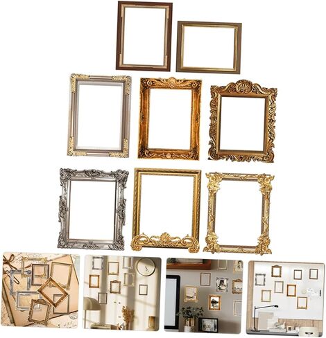 8pcs Photo Frame Wall Stickers Dried Flowers Frames Stickers & Posters Wall Hanging Photo Frame Photo Border Display Photo Frame Photo Stickers Pvc Antique Vintage in Saudi Arabia