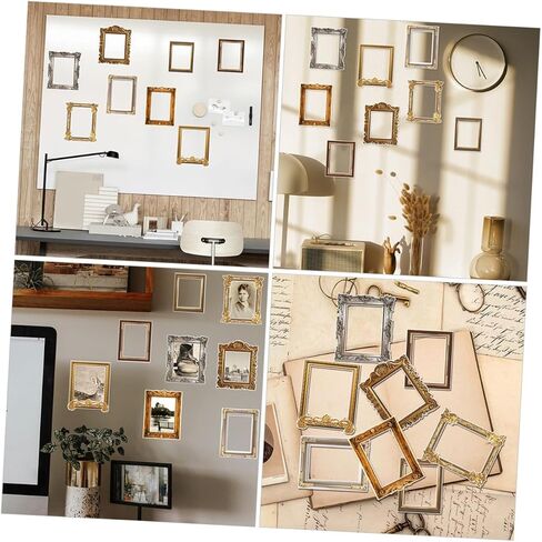 8pcs Photo Frame Wall Stickers Dried Flowers Frames Stickers & Posters Wall Hanging Photo Frame Photo Border Display Photo Frame Photo Stickers Pvc Antique Vintage in Saudi Arabia