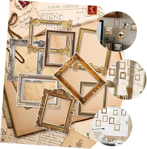 8pcs Photo Frame Wall Stickers Dried Flowers Frames Stickers & Posters Wall Hanging Photo Frame Photo Border Display Photo Frame Photo Stickers Pvc Antique Vintage in Saudi Arabia