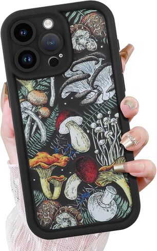 KANGHAR Black Case for iPhone 7/8/SE Case, Cute Mushroom Art Design Soft TPU Shockproof Protective for Women Girls Summer Phone Cover in Kuwait