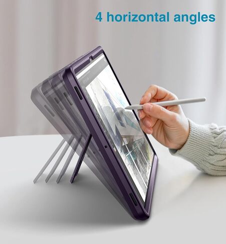 SURITCH Rugged Case for Samsung Galaxy Tab S7 FE/S7+ Plus/S8+ Plus 12.4-inch, Built-in Screen Protector Full Body Heavy Duty Shockproof Protective Tablet Cover with S-Pen Slot Kickstand, Purple in Saudi Arabia