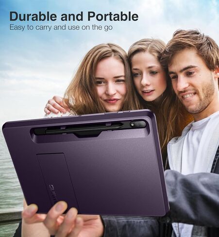 SURITCH Rugged Case for Samsung Galaxy Tab S7 FE/S7+ Plus/S8+ Plus 12.4-inch, Built-in Screen Protector Full Body Heavy Duty Shockproof Protective Tablet Cover with S-Pen Slot Kickstand, Purple in Saudi Arabia