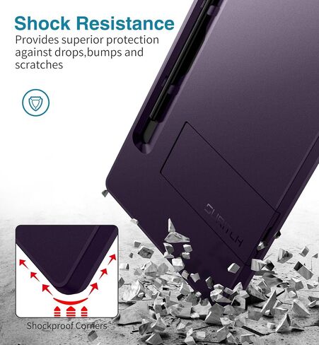 SURITCH Rugged Case for Samsung Galaxy Tab S7 FE/S7+ Plus/S8+ Plus 12.4-inch, Built-in Screen Protector Full Body Heavy Duty Shockproof Protective Tablet Cover with S-Pen Slot Kickstand, Purple in Saudi Arabia