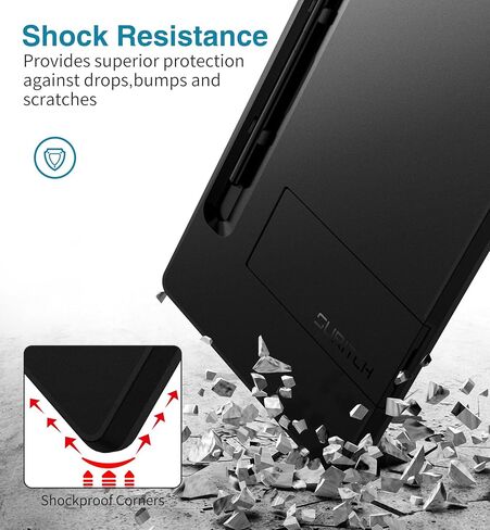 SURITCH Rugged Case for Samsung Galaxy Tab S7 FE/S7+ Plus/S8+ Plus 12.4-inch, Built-in Screen Protector Full Body Heavy Duty Shockproof Protective Tablet Cover with S-Pen Slot Kickstand, Purple in Kuwait