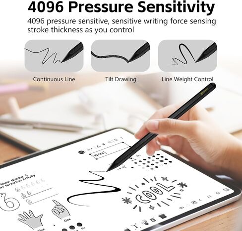 EMR Stylus Pen for reMarkable 2, Kindle, Samsung - 4096 Pressure Level Sensitivity, Palm Rejection, Natural Tilt, Rear & Side Eraser Function, Magnetic, No Charging. 5 Spare Nibs & Pouch in Saudi Arabia